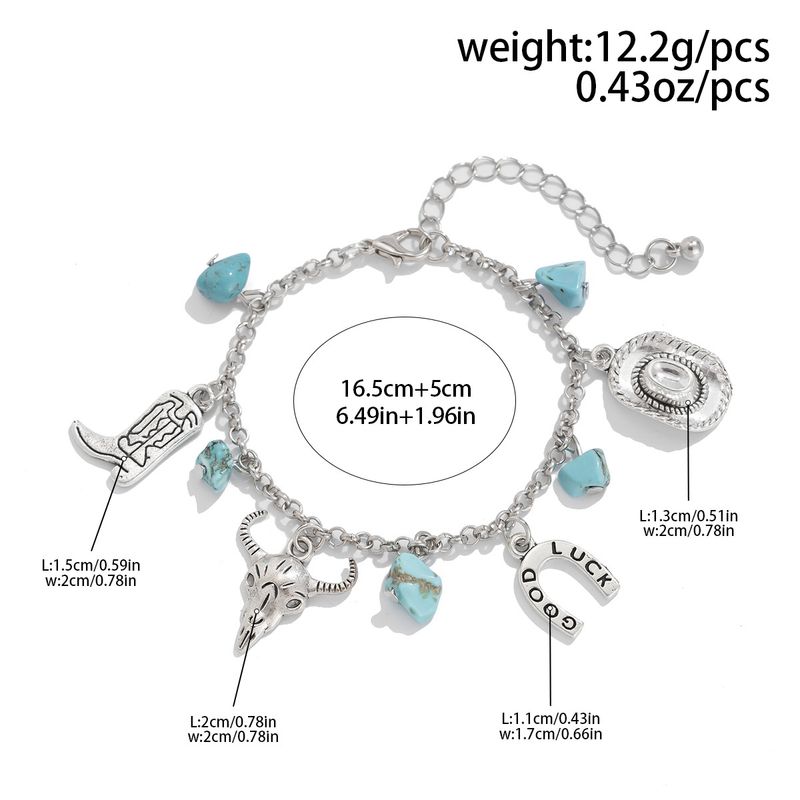 Cappello da cowboy in stile western, collana multistrato turchese per donna, collana versatile con piatto di fiori retrò_voghion.com