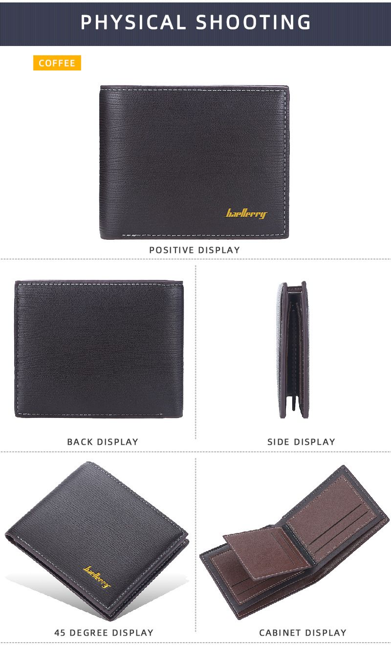 BAELLERRY nueva cartera corta para hombre horizontal con ranura para múltiples tarjetas clip abierto para billetes cartera informal al por mayor_voghion.com