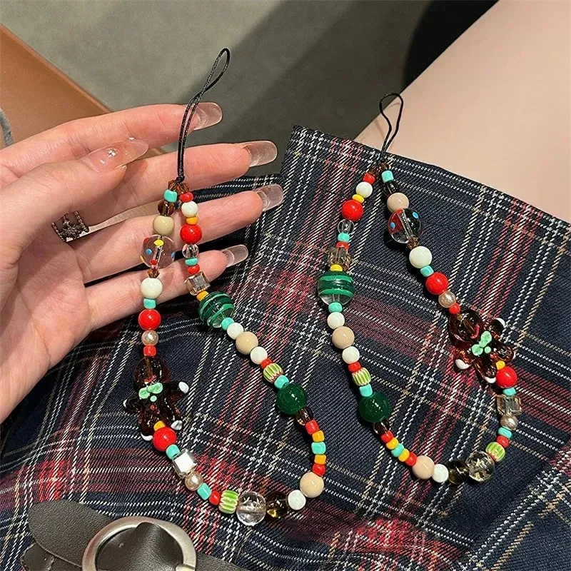 Peperkoekenmannetje Kerstboom Mobiele telefoonketting Hangend touw Liefdeshart Kralenketting Polsketting Hangende camerahanger_voghion.com