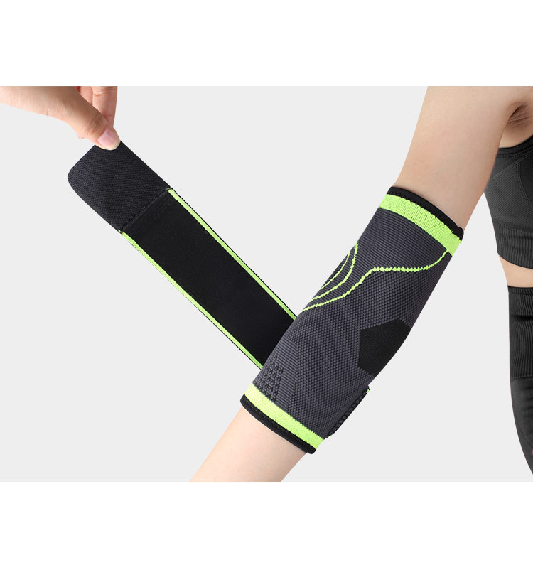 op voorraad Ademend nylon Gebreide elastische elleboogbeschermer onder druk Elastische sportelleboogbeschermer onder druk Huid Ademend en vochtafvoerend_voghion.com