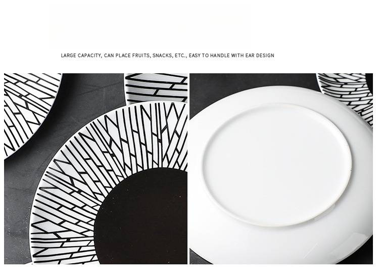 Pohjoismaiseen tyyliin sopiva illallislautassetti - Minimalistiset keraamiset pastalautaset, jälkiruokalautaset ravintola- ja kotikäyttöön (Modernit, luovat tarjoiluastiat)_voghion.com