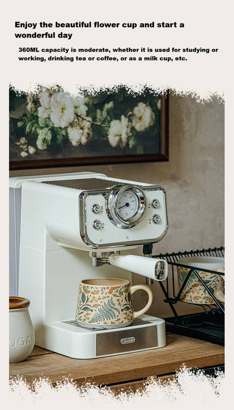 Hermosa taza de café de cerámica estilo medieval hecha a mano retro_voghion.com