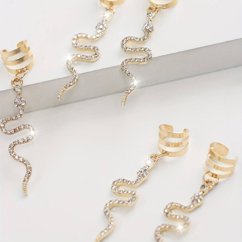 5 pezzi di accessori fai da te per parrucche con dreadlock, i più venduti in Europa e in America, fermagli per capelli con treccia di strass a forma di serpente punk_voghion.com