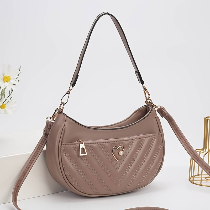 Elegant And Versatile Women's PU Material Women's Shoulder Bag, Styling Bag, Stitching, Three-layer Zipper Square Bag_voghion.com