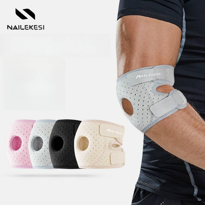 Premium Silicone-Enhanced Elbow Support For Tennis & Gym - Breathable Compression Sleeve For Men & Women (Single/Pair, Black/Gray/Pink/Skin)_voghion.com