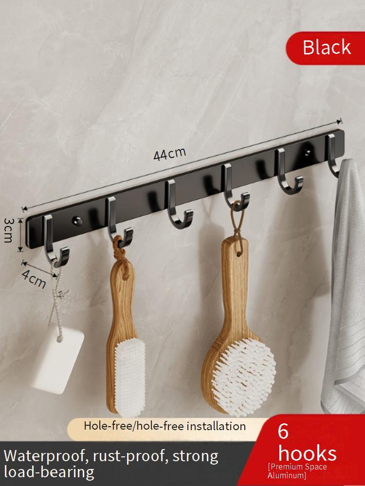 Robuste selbstklebende Haken aus Aluminium, ohne Bohren an der Wand zu befestigen, für Badezimmer, Küche, Tür, Schrank (3/4/5/6/7/8 Haken)_voghion.com