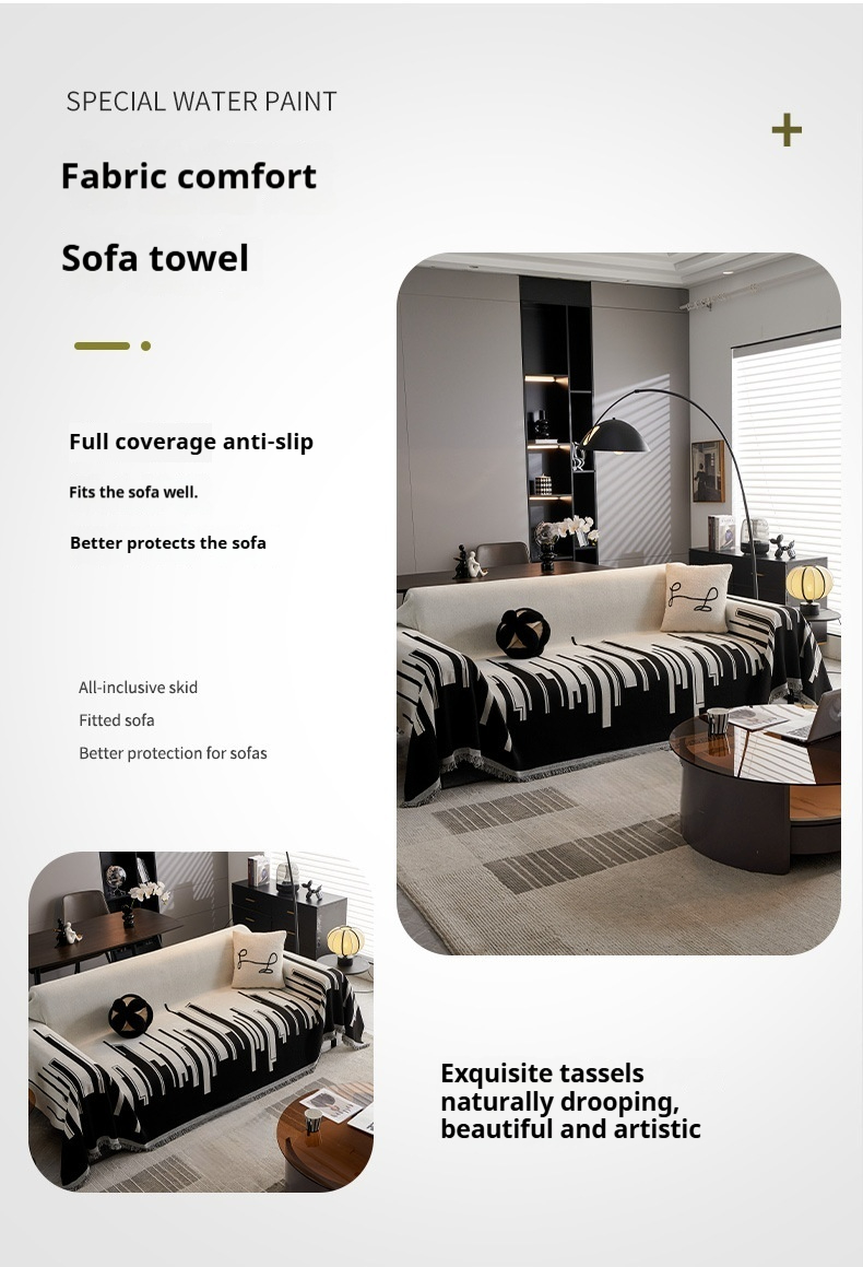 Chenille-Sofabezug mit Streifendesign – Dehnbarer Schonbezug für Anbausofas (180×130cm bis 180×460cm, nordischer Stil, haustierfreundlicher Stoff)_voghion.com