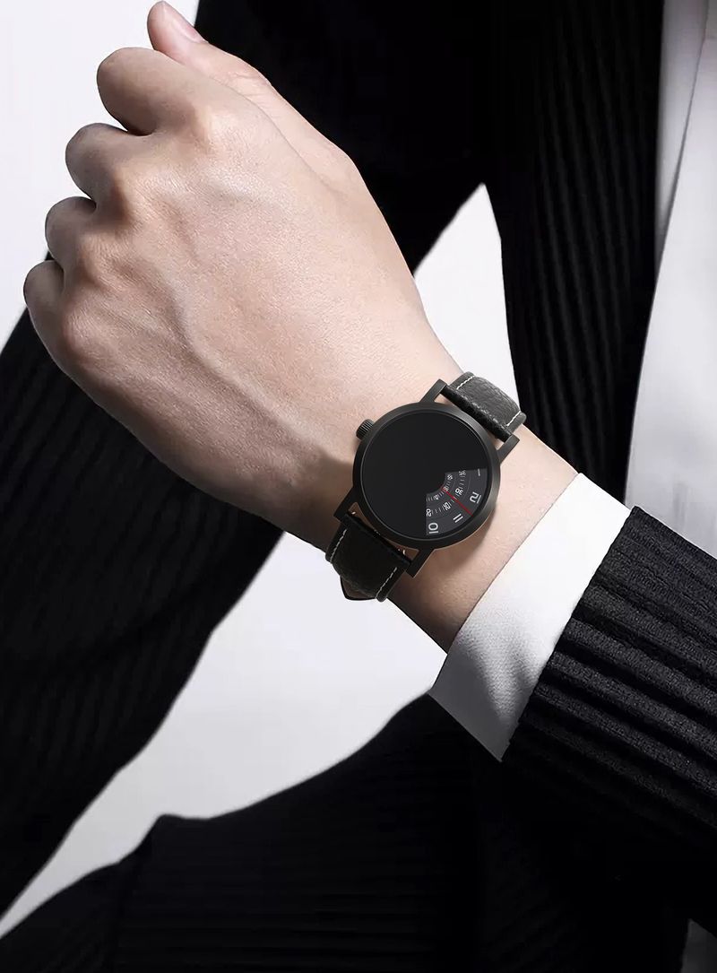 BERNY Men's Watch Personalized Turntable Quartz Watches For Men Black Dial Stainless Steel Case Business Sports Wristwatches_voghion.com