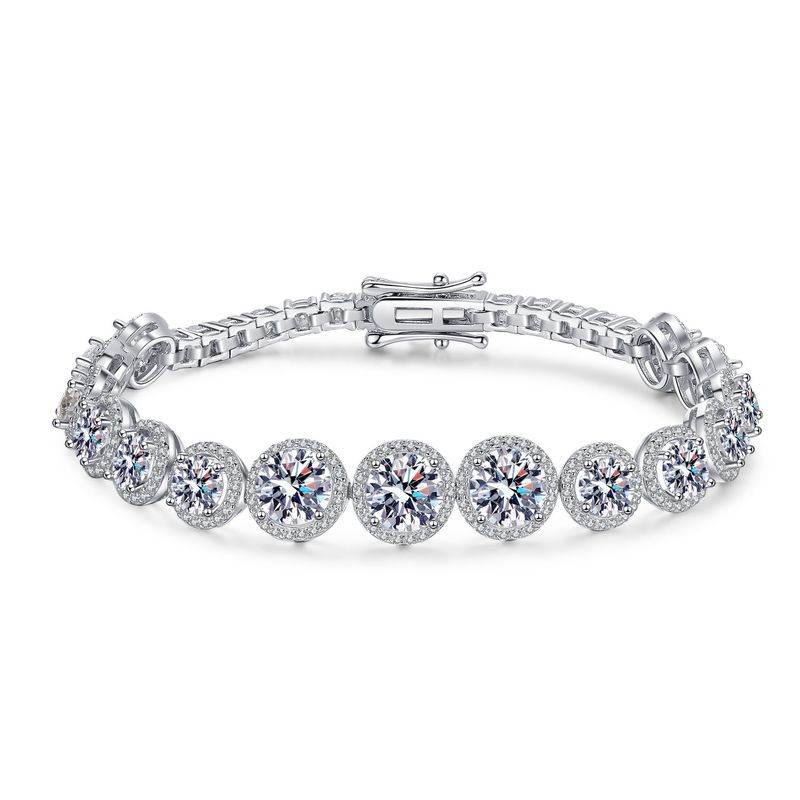 Bracciale deluxe in argento puro da donna con pietra Mosang in crowdsourcing, placcato in oro PT950_voghion.com