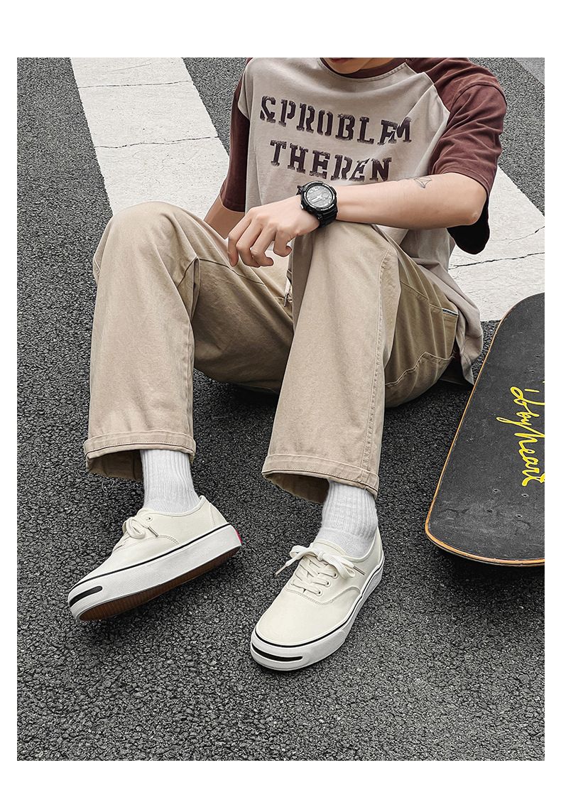 2025 nové studentské nízké plátěné boty, sportovní a volnočasové skateboardové boty, výklenkový design, pánské boty s otevřenou pusou X210_voghion.com