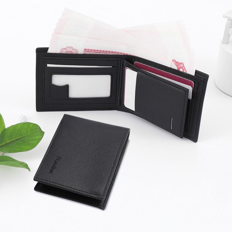 2024 Neue Herren Multi-Card Slot Faltbare PU Multifunktionale Brieftasche Schwarz_voghion.com