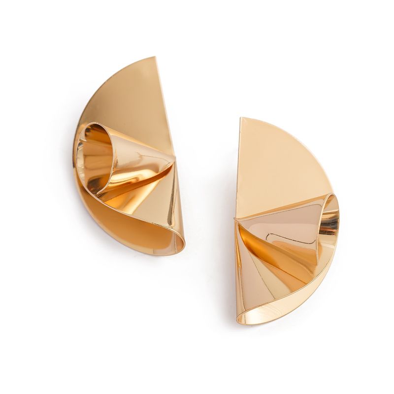 Personality metal geometric texture hollow earrings female irregular twisted glossy earrings earrings_voghion.com