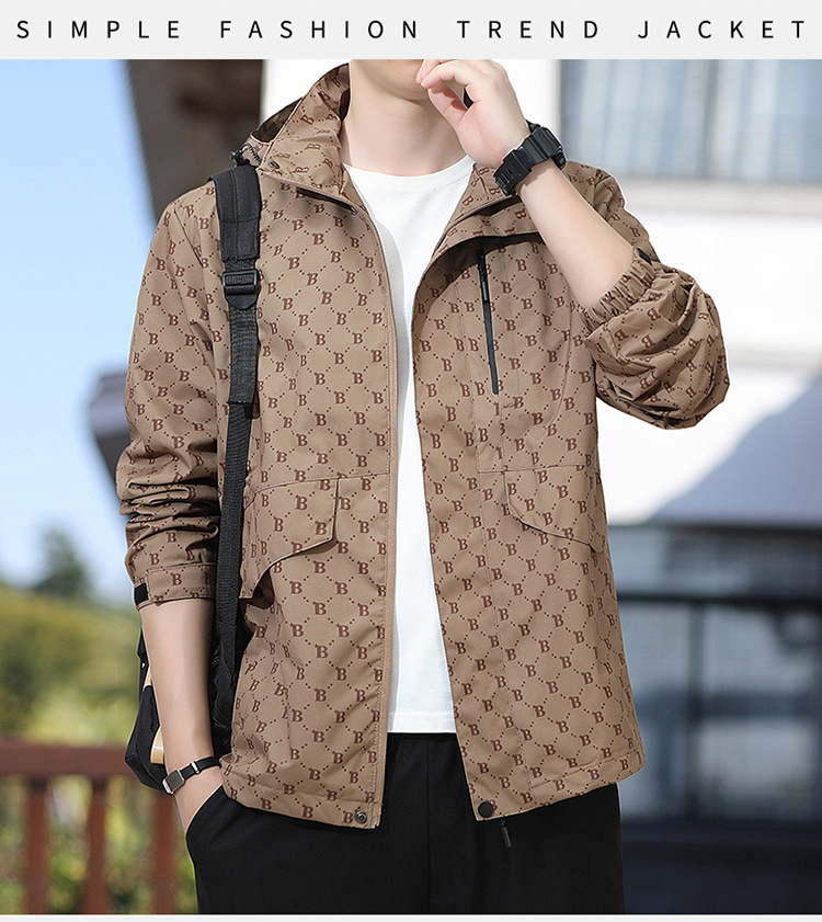 Giacca da uomo primavera e autunno calda giacca a vento moda casual con cappuccio Douyin stile caldo_voghion.com
