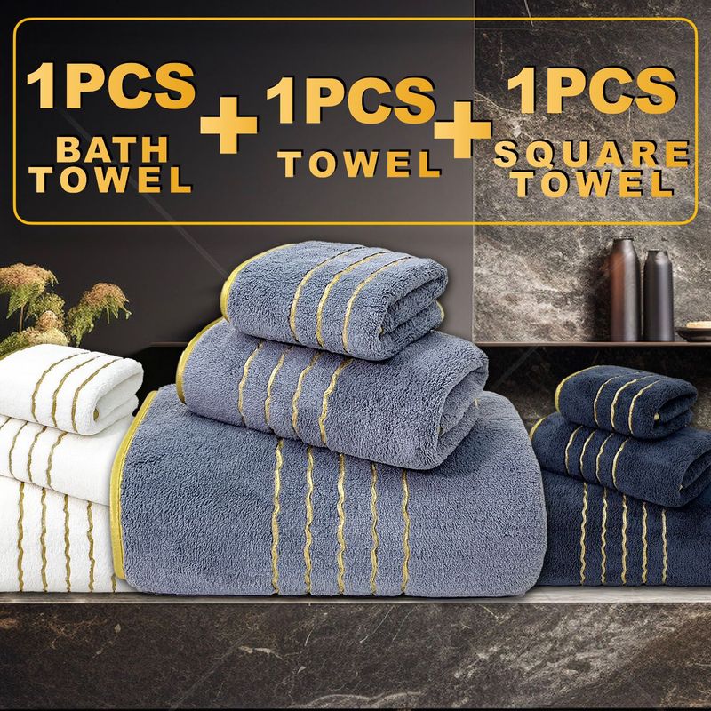 Coral Fleece Bath Towel Set - Ultra Soft & Highly Absorbent (Includes Hair Wrap & Face Towel Thick & Quick-Drying For Home & Spa Use)_voghion.com