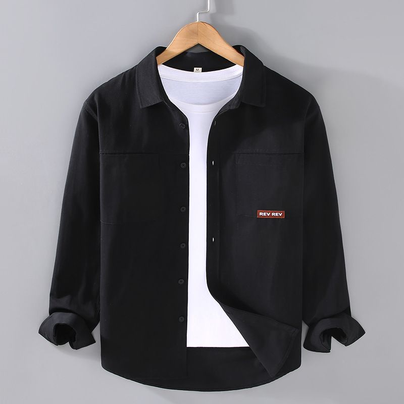 Herrenhemd aus reiner Baumwolle, Frühling und Herbst, lässiges Modedesign, japanisches Retro-Langarmhemd für Herren_voghion.com