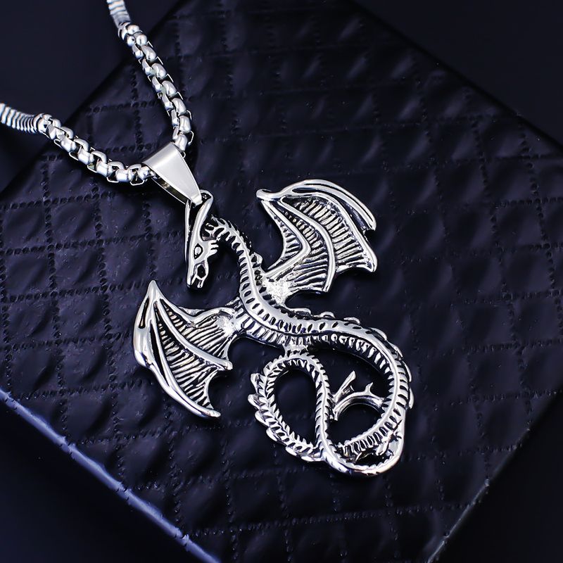 New Hip-hop Chain Dragon Snake Stainless Steel Necklace European And American Men's Pendant Personalized Titanium Steel Accessories_voghion.com