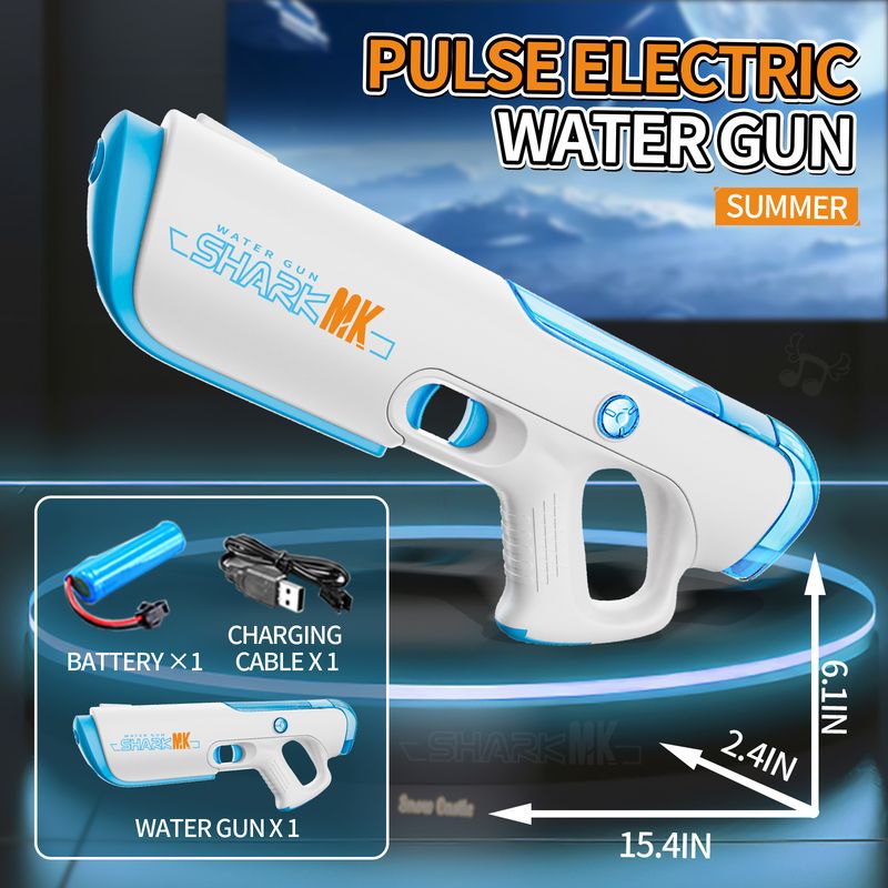 Pistolet à eau électrique auto-amorçant à haute pression et grande capacité pour garçon, jouet de plage et de combat aquatique_voghion.com