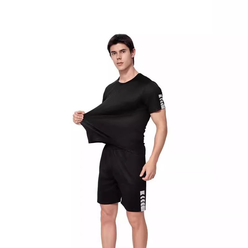 Conjunto de pantalones cortos de manga corta para hombre, talla grande, de calidad inmejorable, camiseta informal de verano, conjunto de dos piezas para correr en casa y fitness._voghion.com