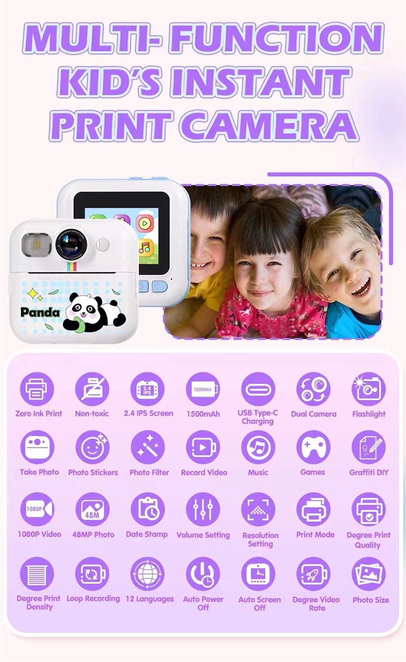 【High Quality】 New Polaroid Photo Capable, Printable, HD Front And Rear Dual Camera, Recordable Children's Camera_voghion.com