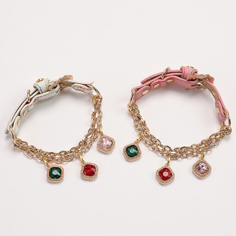 Haustierprodukte Haustierbedarf Diamantschnalle Katzen- und Hundehalsband Kleiner Hund Rosa Haustier Halskette Leine Katze und Hund_voghion.com