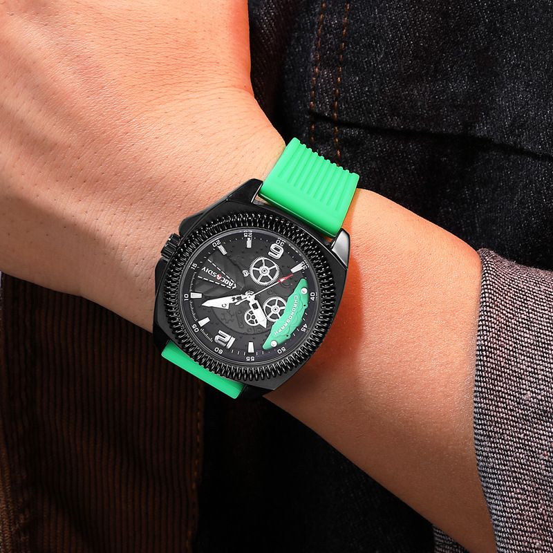 Montre-bracelet homme personnalisée, étanche, en alliage de quartz et bracelet en silicone_voghion.com