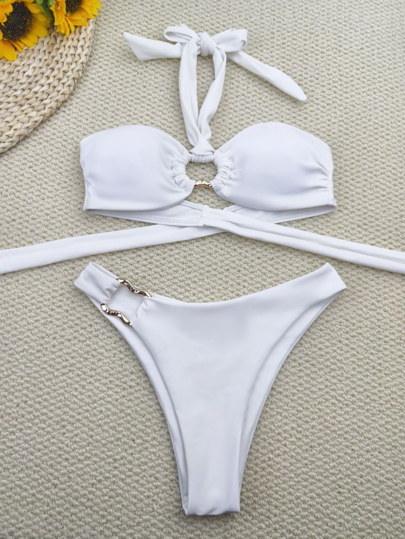 Maillot de bain deux pièces sexy taille basse à nouer, nouveauté 2025_voghion.com