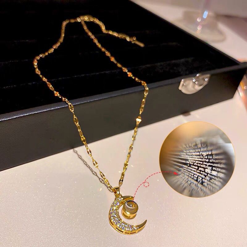I Love You Moon Necklace For Women, Light Luxury Niche Design Sense Collarbone Chain, 2022 New Style Accessories_voghion.com