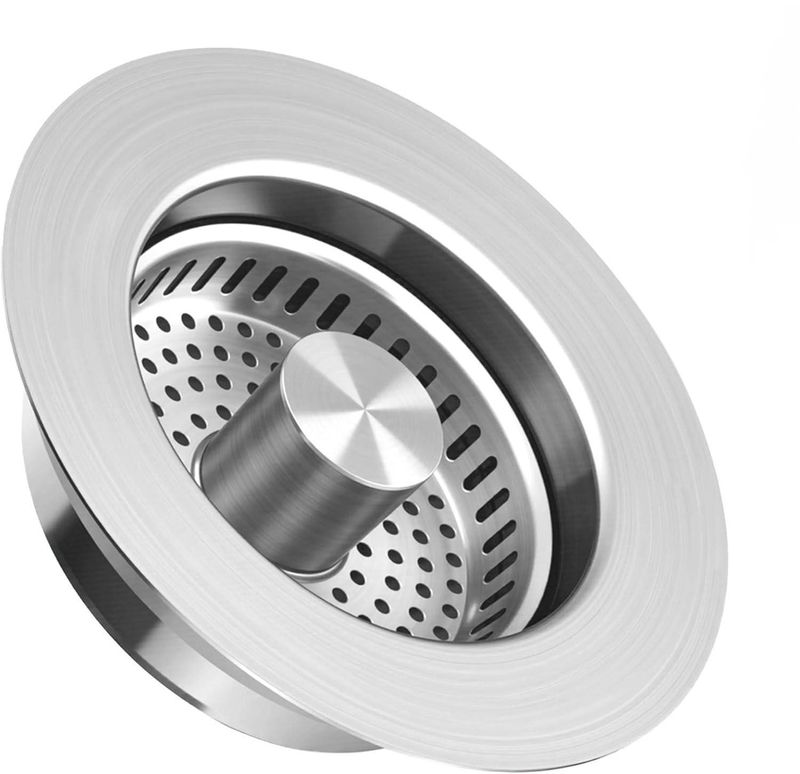 Filtro per lavello 3 in 1 - Acciaio inossidabile SUS304 | Raccoglitore e tappo per alimenti | Anti-odore | Adatto all'UE_voghion.com