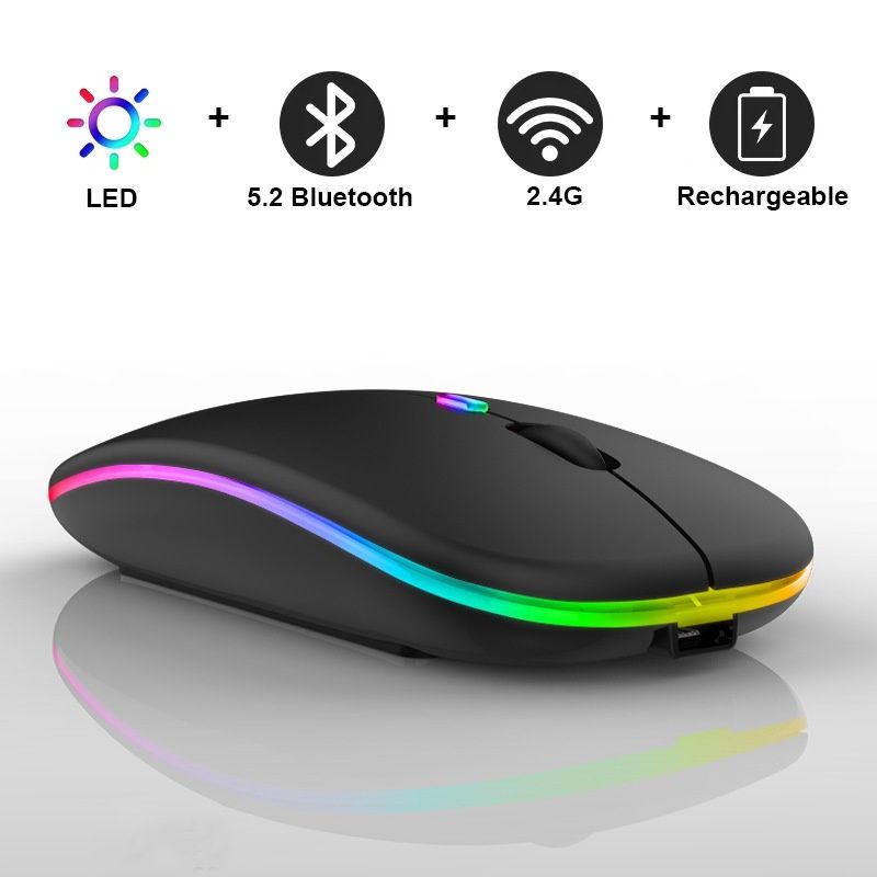 Mouse da ufficio silenzioso e luminoso Digitex 2.4G Bluetooth Wireless Dual Mode compatibile con la ricarica del laptop_voghion.com