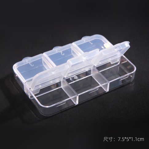 Art Tools 6-Grid Long Transparent Plastic Organizer Double Row Detachable Decorations Nail Drill Medicine Storage Box_voghion.com