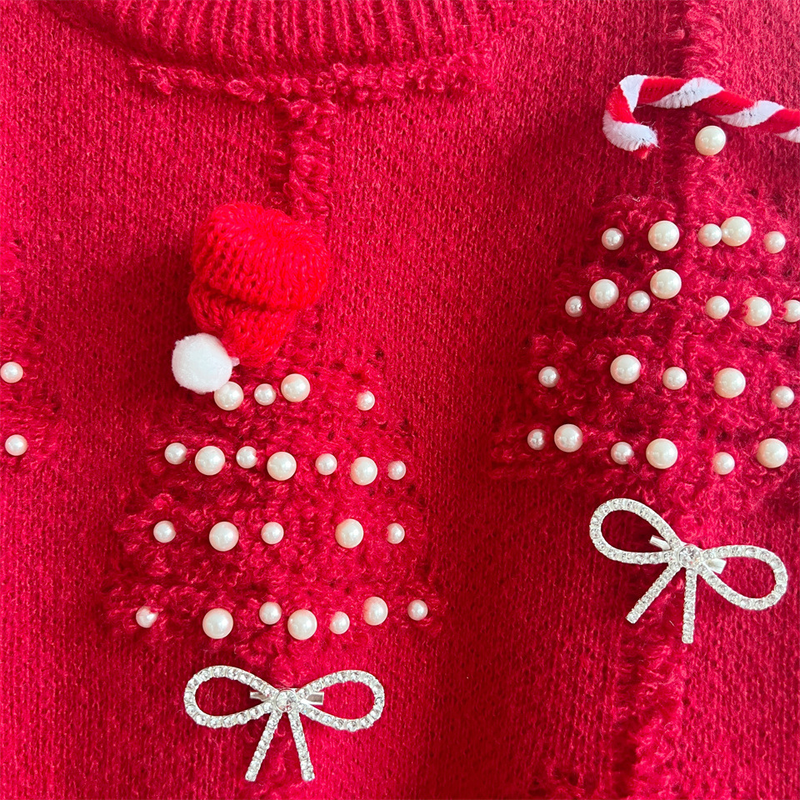 Handgemachter Perlenpullover mit Weihnachtsmotiv, dreidimensionale Dekoration, Neujahrs-Festival-Pullover_voghion.com