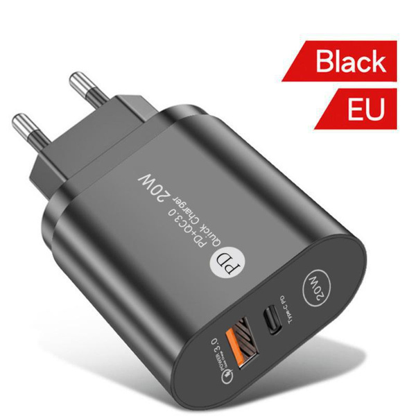 20W PD+USB Fast Charge Adapter QC 3.0 Fast Charge Type-C Charger Europe/America/British Wall Phone Fast Charge Household Wall Charger Travel Adapter_voghion.com