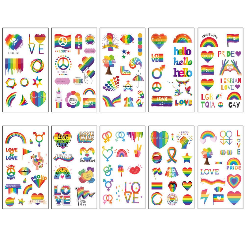 Pack de 10 pegatinas del Orgullo: calcomanías inclusivas LGBTQ+ con diseños bisexuales, transgénero y lésbicos para portátil y casco._voghion.com
