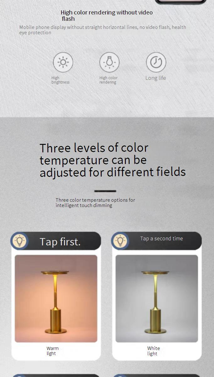 Lampada da tavolo a LED con controllo touch - Lampada da comodino ricaricabile con protezione per gli occhi, stile industriale per bar, ristoranti e camere da letto, dimmerabile bianco caldo/freddo_voghion.com