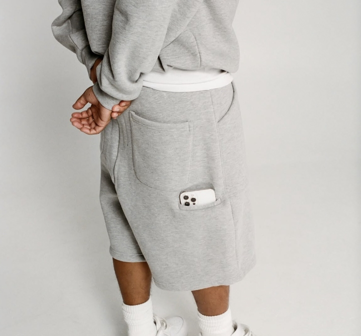 Men's Y2K Knit Cargo Shorts - Streetwear 5-Point Length Multi-Pocket Workwear Pants (Black/Gray)_voghion.com