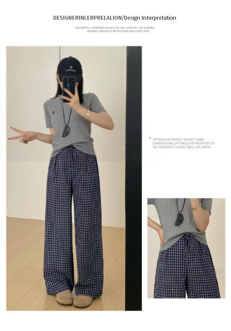 Lazy Style High Waist Wide Leg Pants Damen Sommer - Fließende Loungehose mit geradem Bein und elastischer Taille, lässige Palazzo-Hose_voghion.com