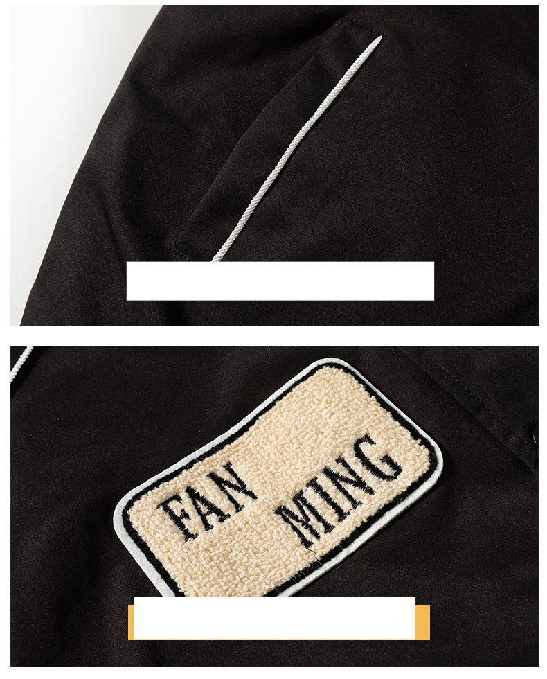 Chaqueta bordada de estilo callejero para hombre, con capucha, para otoño e invierno, para parejas, uniforme de béisbol, abrigo grueso de algodón para estudiantes y adolescentes._voghion.com