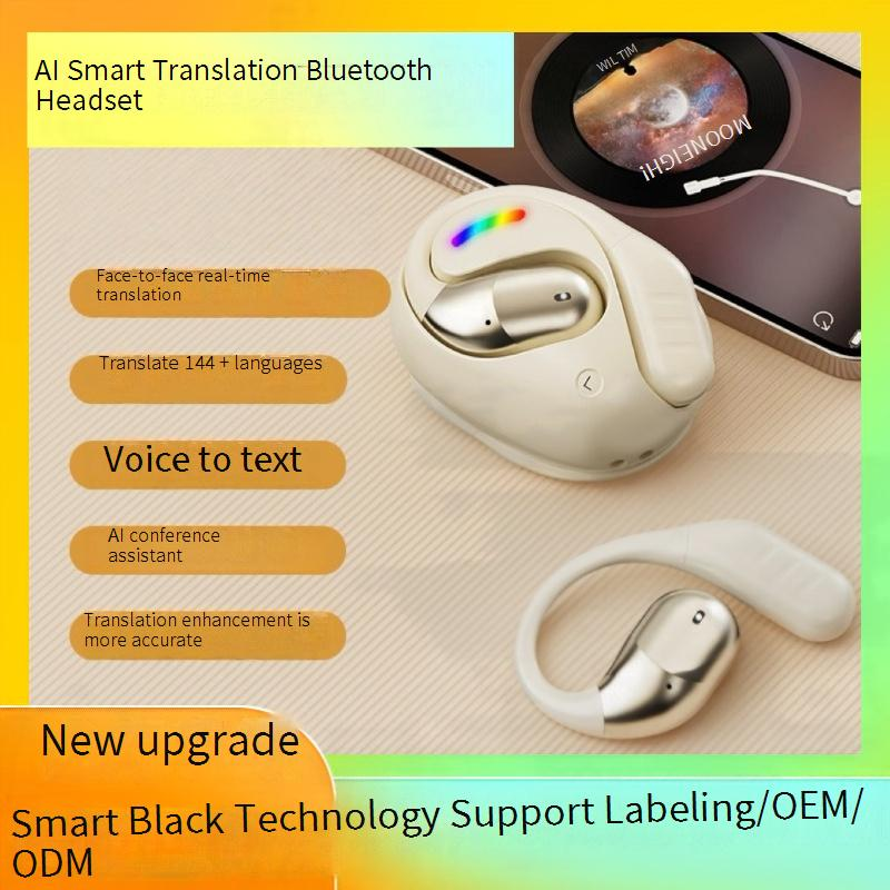 Bluetooth-oordopjes met AI-realtimevertaling - OWS Open Ear draadloze hoofdtelefoon met hifi-geluid, HD-oproepen en ondersteuning voor meerdere talen voor reizen en werk_voghion.com