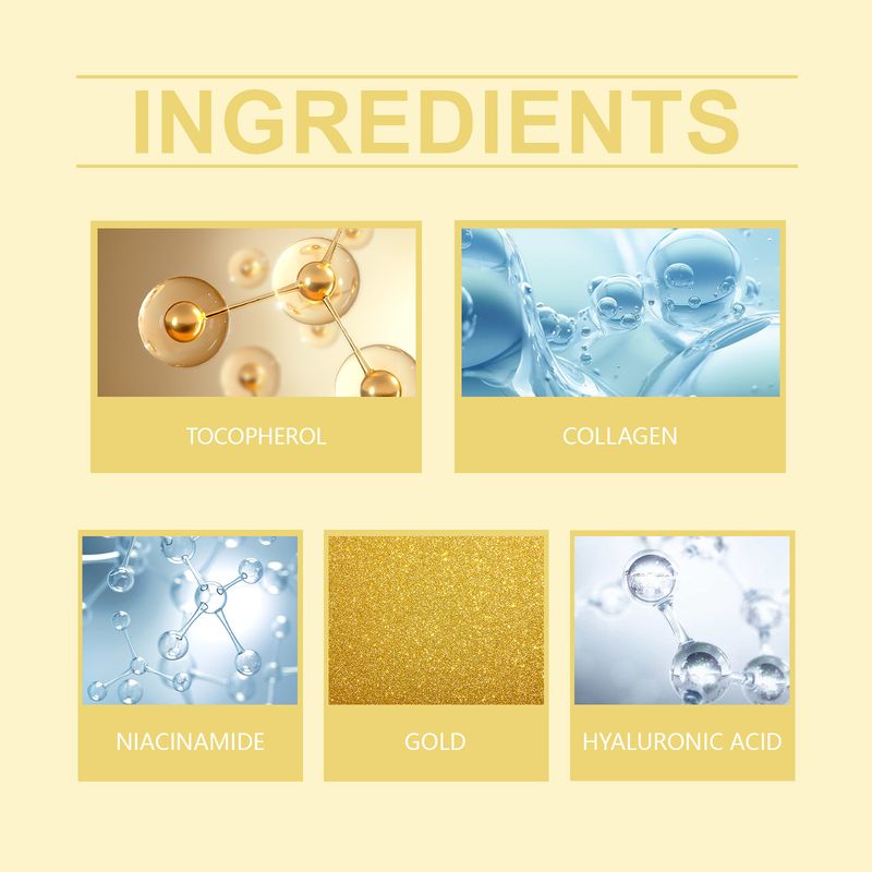 Gouden oogmasker, hydraterend en vochtinbrengend, hydrateert de huid rond de ogen op milde wijze, nicotinamide-essence, huidverzorgingsoogmasker_voghion.com