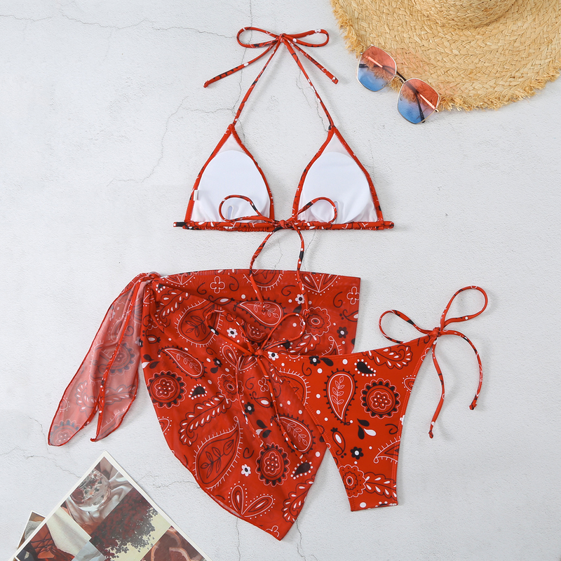 Meerkleurige driehoekige gaasrok voor dames, driepuntsbikini die meisjes moeten hebben_voghion.com
