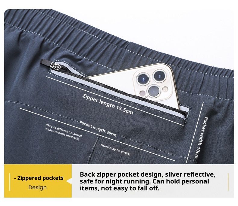 RenMou Men's Sports Running Marathon Track Loose Three-Quarter Quick-Dry Inner Lining Anti-Exposure Double-Layer Fitness Shorts_voghion.com