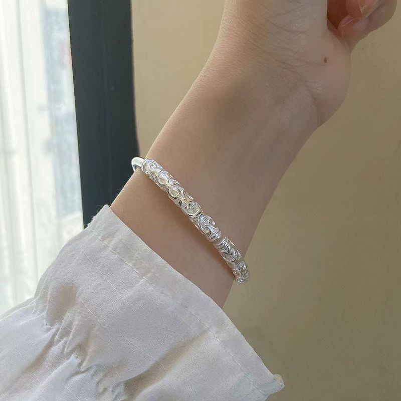 Braccialetto aperto con maledizione di serraggio Wukong Myth Black da uomo in rame bianco placcato argento massiccio per bambini_voghion.com