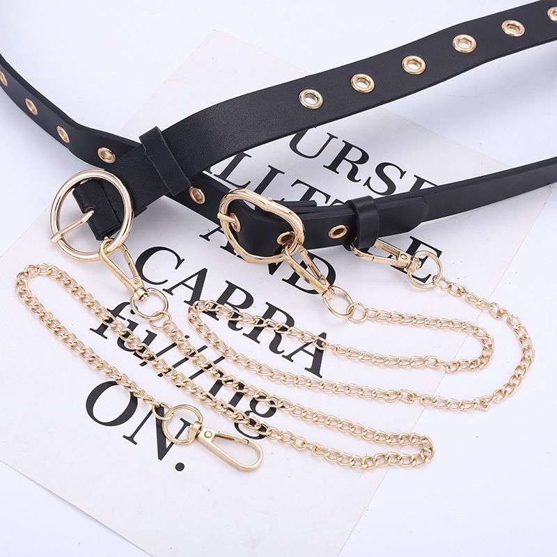 Kombination Punk Hip Hop Herren und Hängende Kette Zubehör Damenmode Cocktail Dekorativer Gürtel_voghion.com