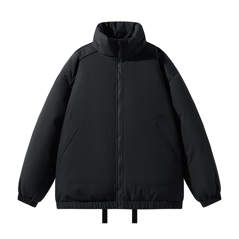 2025 Basic Stehkragenjacke für Herren Winter verdickt warm lose einfarbig lässig Baumwollmantel_voghion.com