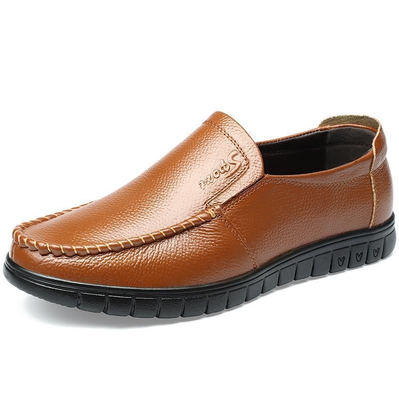New Craft Cowhide Men's Versatile Breathable Casual Leather Slip On Driving Shoes 8823_voghion.com