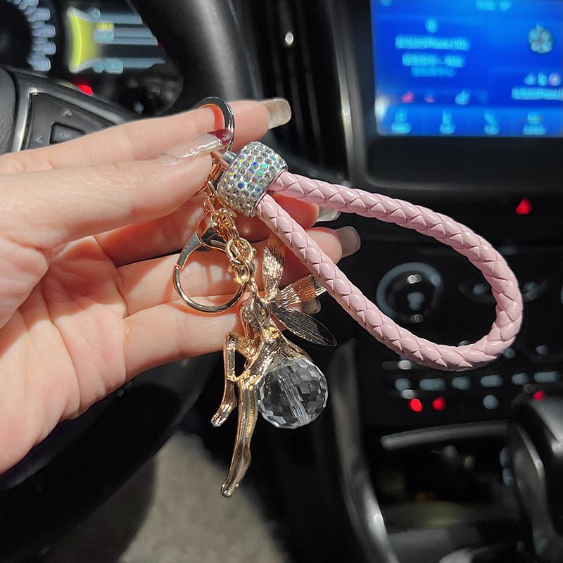 Portachiavi da donna con elfo alato tempestato di diamanti, portachiavi per auto in stile coreano creativo e personalizzato, borsa squisita_voghion.com