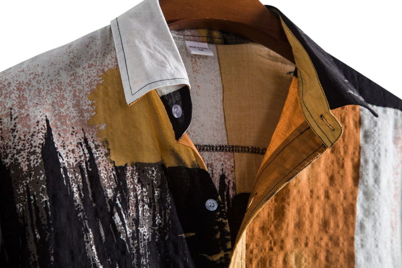Nuovo cardigan colorato con fiori frammentati estivi 2021 camicia casual da spiaggia con collo a polo e maniche corte da uomo_voghion.com