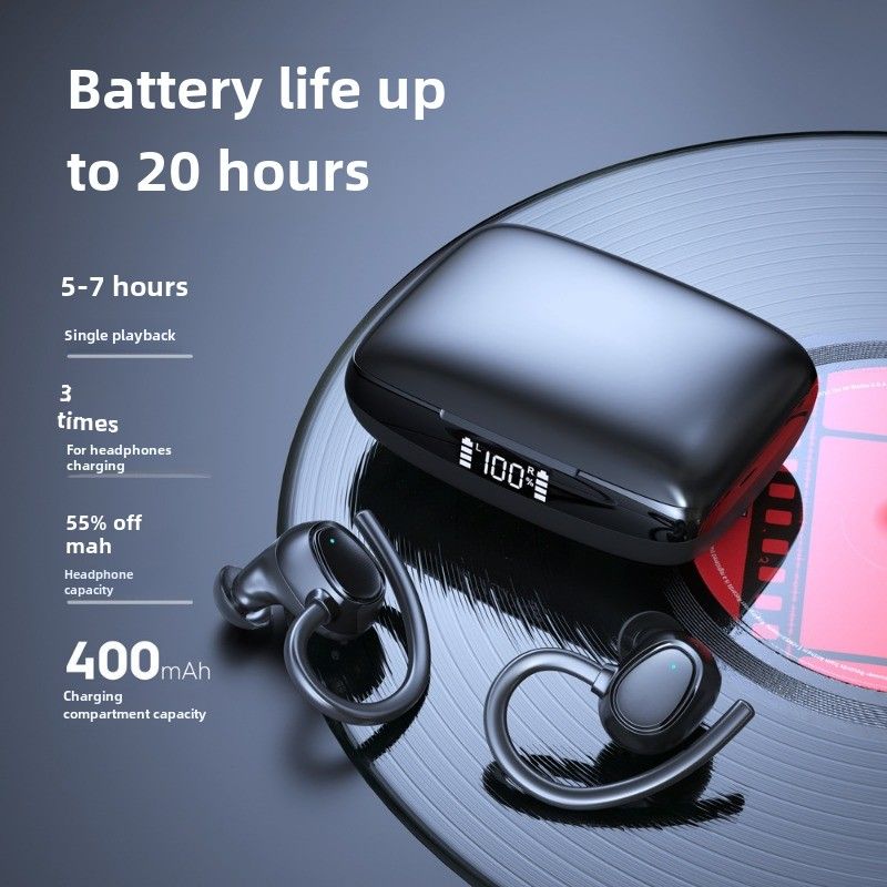 Auricolare Bluetooth con orecchio sospeso, auricolare wireless sportivo impermeabile TWS con display digitale intelligente ad alta qualità del suono_voghion.com