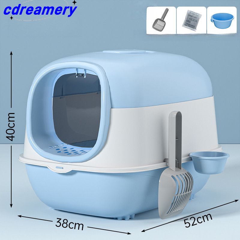 1 bandeja de arena para gatos jumbo esterilizada, inodoro completamente cerrado con diseño antisalpicaduras, suministros para mascotas_voghion.com