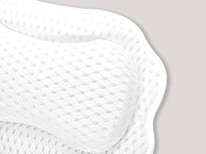 【TÜV Certified】Ergonomic Bath Pillow | 6 Super-Suction Cups, 4D AirMesh | Head & Neck Support | Machine Washable & Quick Dry (white)_voghion.com